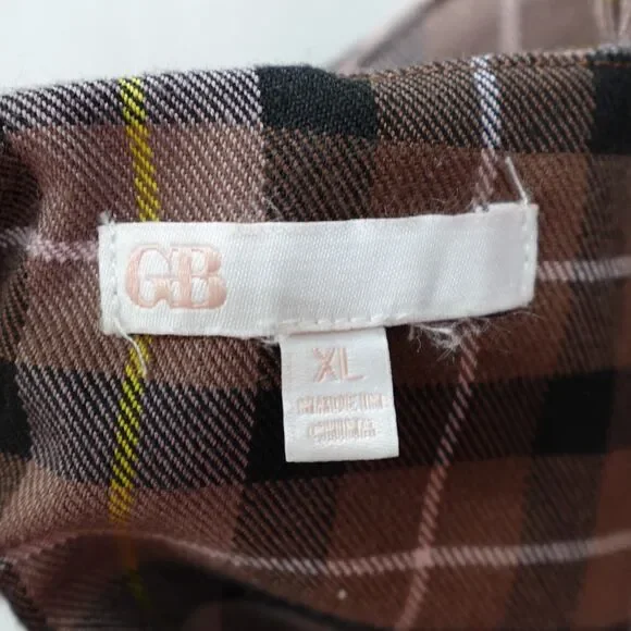 GB Plaid Dress JR. Junior XL Sleeveless Short Brown Plaid Preppy Dark Academia - Picture 3 of 16